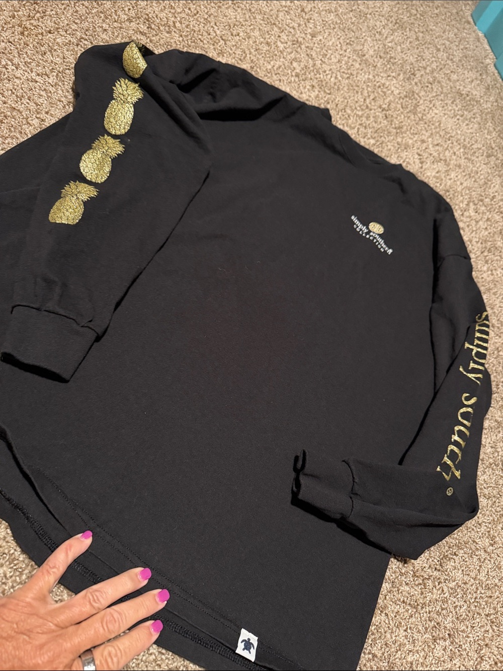 Simply Southern Collection glitter pineapple long sleeve tee (XL)